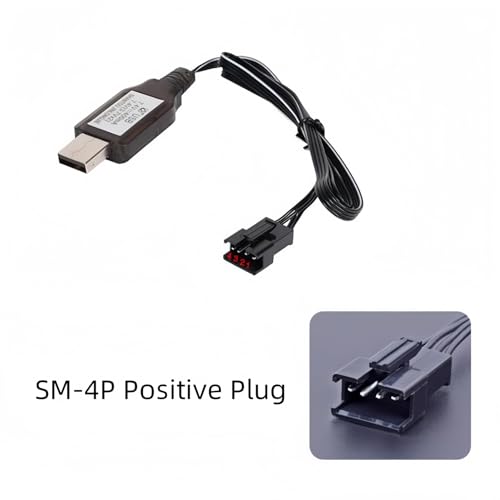 7.4V SM-4P USB Charger for 7.4V Li-ion Battery RC Boat Gel Ball Blaster SM4P USB Charging Cable 2 Pack with Storage Box SM4P Charger