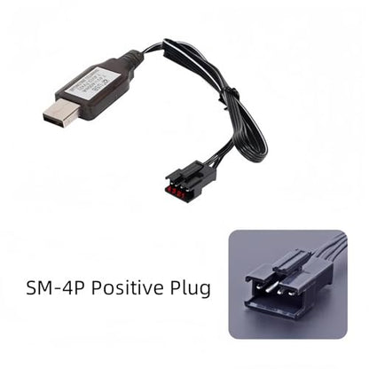 7.4V SM-4P USB Charger for 7.4V Li-ion Battery RC Boat Gel Ball Blaster SM4P USB Charging Cable 2 Pack with Storage Box SM4P Charger