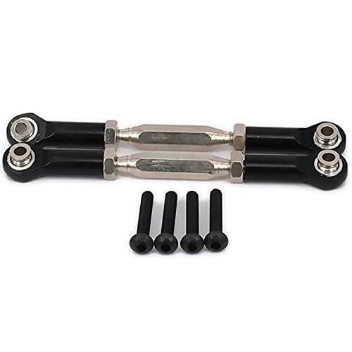 2pcs Aluminum Front/Rear Servo Link Steering for 1/10 Axial Yeti Rock Racer AX90026 Buggy Crawler Upgraded Hop-Up Parts - (Color: Black)