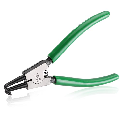 SK 7-Inch Snap Ring Pliers, External Circlip Pliers with 90-Degree Bent Jaw | Tip Diameter 0.07'', Premium CR-V Steel, Polished & Black Finished Tip, Spring-Loaded, Anti-Slip Grip - style: External Bent