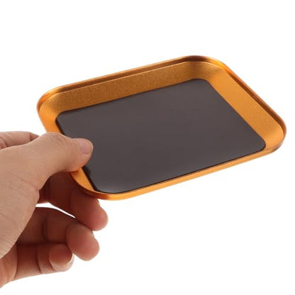 Ipetboom Portable Aluminum Alloy Screw Tray Organizer Tool with Magnetic Pad for Rc Repair and Maintenance, Golden Metal Parts Bowl Reducing the Risk of Losing Screws, for Model Airplane