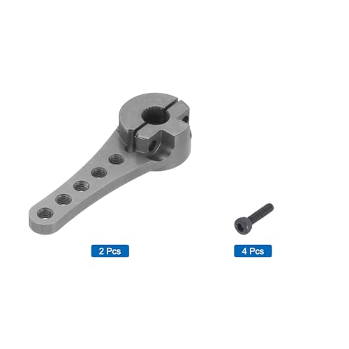 MECCANIXITY 2 Pcs Aluminum Servo Horn Long 25T Steering Arm 46mm Length Bright Gray Suitable for DIY RC Car/Boat/AirplanesBoat Model Accessories with M2.5 Screws - color: Bright Gray