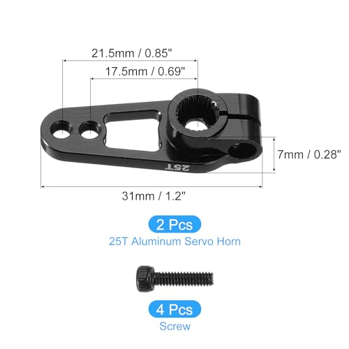 MECCANIXITY Aluminum Alloy 25T Steering Servo Single Sided Black Arm Horn for DIY RC Car/Boat/Airplane Boat Accessories 2 Pcs - color: Black