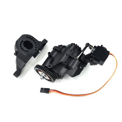 Metal 2 Speed Transmission Gearbox with Internal Gears Set for Traxxas 1/10 TRX-4 TRX-6 RC Crawler Car Upgrade Parts(Black)