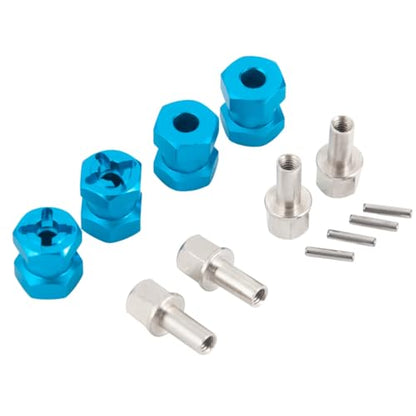 4PCS MORFUM RC Wheel Spacers 12mm Hex Drive Hubs Combiner Coupler Aluminum 15mm Offset Extension Drive Adapter for 1/10 RC Crawler Car Upgrades (Blue) - color: Blue