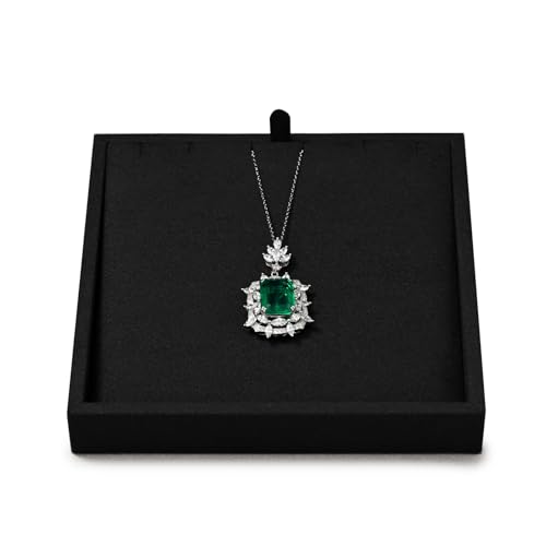 Oirlv Black Microfiber Jewelry Necklace Display Tray | Soft Black Microfiber, 5.51"X5.51"X0.79" with Necklace Slots, Black Finish Makes Jewelry Stand Out, Great for Photography - style: P13708