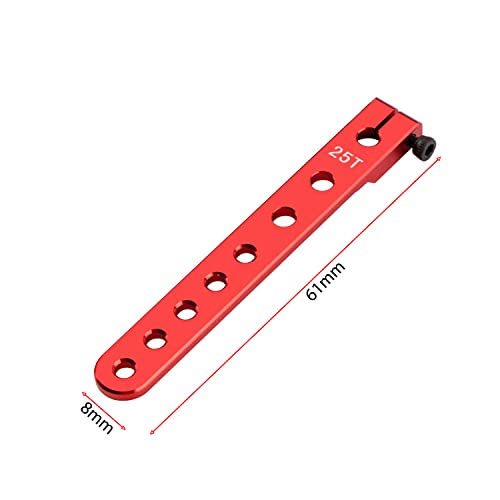 DJX 4PCS Aluminum 25T Servo Arm Horns for All 1:10 2WD/4WD ECX331007 RC Car (Red) - color: Red
