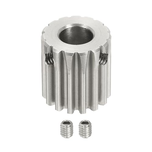 uxcell 1 Mod 15T Spur Gear 8mm Bore, 304 Stainless Steel Pinion Gear, 20°Pressure Angle, for Spur Rack and RC Model Car or Motor DIY - size: 1 Mod 15T, 8mm