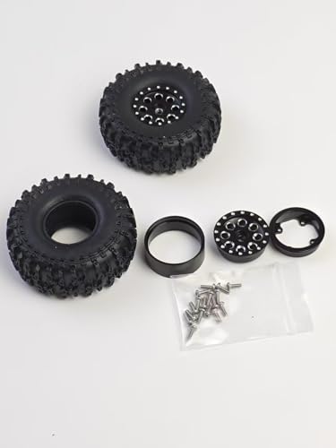 RC TRX4M Tires Set,1.0 Inch Beadlock Wheel Rim & Wheels Tires for 1/18 1/24 Trx4m Axial SCX24 FMS FCX24 RC Crawler Car,4PCS (1.0 Inches) Wheel Rim & Wheels Tires (Aluminum Alloy-A)