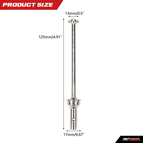RCAWD CVD Driveshaft 124mm for ARRMA 6S, 1/8 Typhon 6S, Typhon Roller & 1/7 Infraction 6S, Limitless Roller & Felony 6S Upgrades Parts, #45 Steel Drive shafts Hop Ups for #AR220030#ARAC3984 Silver