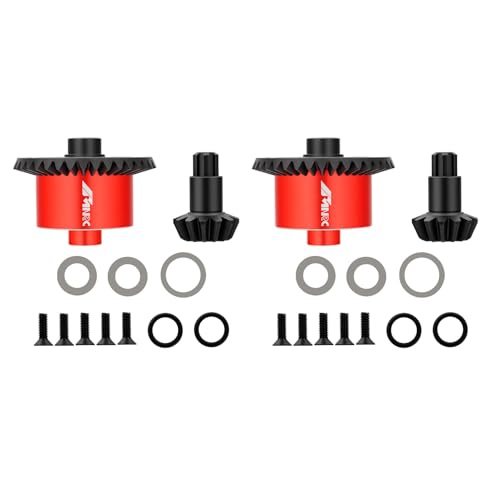 2PCS Diff Differential Case Cover 37t & 13t Gear Compatible with Arrma 1/10 Senton Big Rock Granite 3S BLX Diff Cover Outcast Kraton 4S 1/8 Typhon 3S Mojave Infraction Series Upgrades Part Red - color: Red