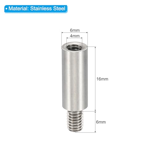 PATIKIL 24pcs M4 Standoffs, M4 16+6mm Spacer Standoffs Steel Threaded Standoffs Screws Kit 4mm ID 6mm OD Metric Male Female Thread Adapters for Circuit Board PCB RC Drones Motherboard - size: 16+6mm L