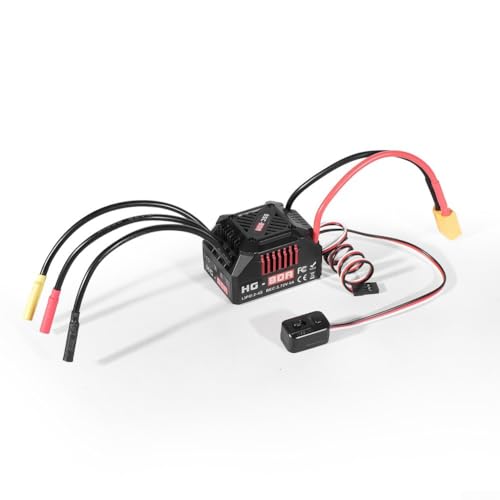 HG-80A 80A Sensorless Brushless ESC Waterproof Dustproof Design with Adjustable Brake and Throttle Settings for 1/10 Scale RC Buggy Truck On-Road Off-Road Models(D) - size: regular push up d