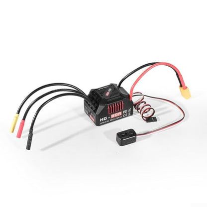 HG-80A 80A Sensorless Brushless ESC Waterproof Dustproof Design with Adjustable Brake and Throttle Settings for 1/10 Scale RC Buggy Truck On-Road Off-Road Models(D) - size: regular push up d