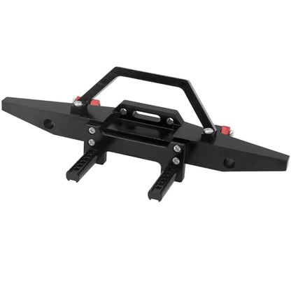Aluminum Front Rear Bumper & Trailer Hook Compatibke with MN Model MN128 MN-128 1/12 RC Car (Black) - color: Black