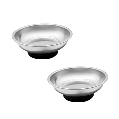 Wevdn 2 PCS Magnetic Tray Holders, 3" Stainless Steel Round Magnetic Parts Tray Set, Heavy Duty Thickened Tray Bowl for Screws Bolts Nuts Metal Parts, Magnetic Tray for Mechanic's - size: M-Round