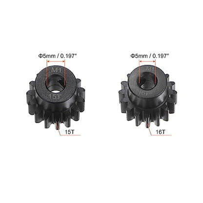 HARFINGTON Mod 1 M1 Pinion Motor Gear Set 2pcs 15T 16T Fit 5mm RC Motor Shaft M1 Pitch Gears for RC Car, with Hex Key - style: 15T 16T