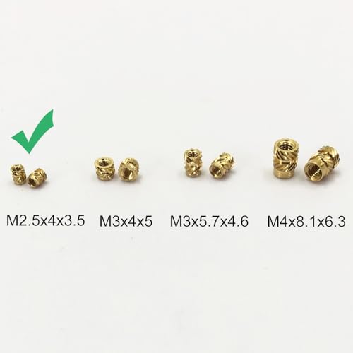 QSJ 180Pcs Threaded Inserts Heat Set Inserts Kit M2.5x4x3.5 Brass Insert Nut with Soldering Iron Tip for 3D Printed Plastic Materials - size: (180pcs) M2.5x4x3.5