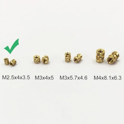 QSJ 180Pcs Threaded Inserts Heat Set Inserts Kit M2.5x4x3.5 Brass Insert Nut with Soldering Iron Tip for 3D Printed Plastic Materials - size: (180pcs) M2.5x4x3.5