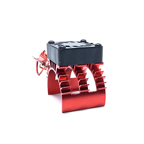 KingVal Replacement Aluminum Heatsink with Cooling Fan Rapid Cooling Compatible with 1/10 RC Car 540 3650 3660 3670 3674 Size Motor (Red) - color: Red