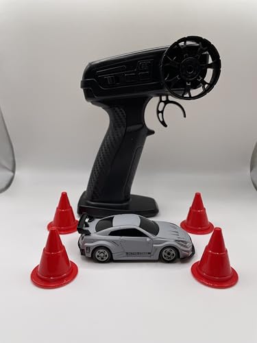 Mini RC Drift Car 1:64 Scale, Remote Control Car with LED Lights & 2-Speed Modes, Upgraded 2.4G Wireless Radio Remote Control for Multi-Users Fast (Matte Gray) - color: Matte Gray