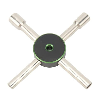 Mini Wrench, 4/5.5/7/8mm Stainless Steel Universal Lock Nut Cross Wrench Cabinet Key 4 Way Hexagon Socket Spanner Valve RC Car Maintenance (Green)