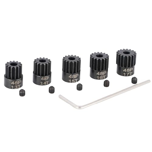 48P 3.175mm Pinion Gear Sets 5Pack 13T 14T 15T 16T 17T Hardened Steel fit 3.175mm (1/8-Inch) Shaft RC Car Truck Upgrade