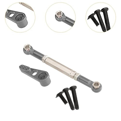 harayaa RC Car Steering Rod Adjustable Pull Rod Linkages Servo Linkage Rod Metal Front Rear Aluminum Alloy Upgrade Part for 1/10 RC Truck Accessories Suitable, Gray - color: Gray