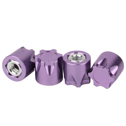 4PCS Aluminium Wheel Rim Center Cap M4 Nuts with Tool for 1/10 RC Crawler Axial SCX10 90046 TRX4 TRX6 Tamiya Recat RC Crawler Upgrades，Star Shape (Purple) - color: Purple