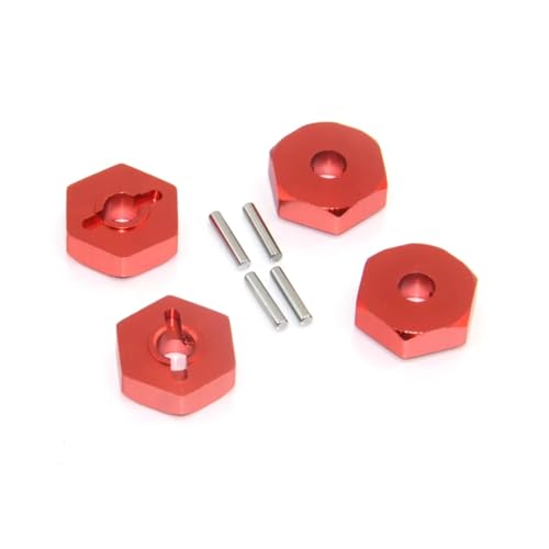 Parts For Traxxas For Slash 7154 1/16 4PCS Alloy Wheel Hub Adapter RC For Hobby Car 12mm Hex Diameter Monster Truck Off-Road CNC Hopup Parts(Red) - color: Red