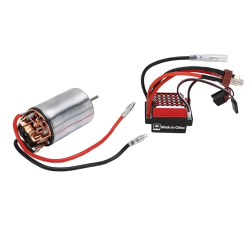 Pilipane 550 Brushed Motor RC Car ESC 60A High Torsion Low Noise Bidirectional Bearing with T Plug for SCX10 1/10 RC Crawler Stainless Steel Aluminum Alloy Plastic 35x62.5mm (16T) - size: 16T