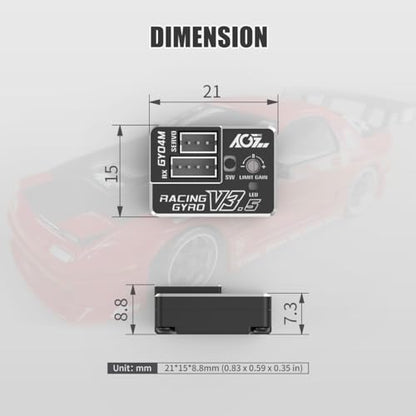 AGFRC 4g AVCS Gyro for RC Mini-Z Drift Car (GY04M V3.5 Black) | CNC Case, 3.7-8.4V, 20mA, AVCS & Normal Dual Modes, 32-bit PID Control, for Mini-Z, Competition Grade RC Drifting - color: Black