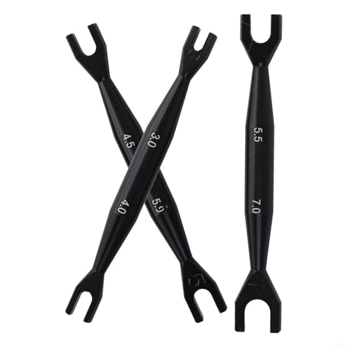 Rc Car Wrench Set, Aluminum Open End Spanner, Double End Tool Kit, 1/10 Rc Crawler Wrench, 3Mm 4Mm 5Mm Nut Driver, Axial Scx10 Tools, Hobby Repair Hand Tools(black) - color: Black