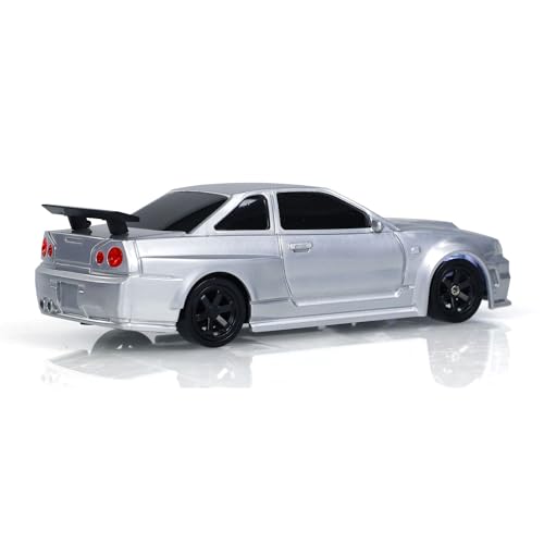 TOUCAN RC HOBBY Remote Control Race Car 1/43 RTR with Gyro RC Drift Car 4WD Traffic Cones for Indoor Outdoor (Silver) - color: Silver