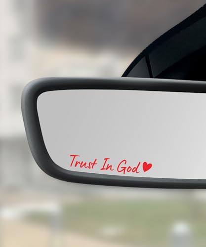SCUARI 4PCS Car Stickers,Cars Decals,Car Accessories Trust in God Rearview Mirror Sticker,Auto Stickers and Decals,Auto Decals for Women,Trust in God Mirror Decoration,Fits Most Vehicles (Red) - color: Red