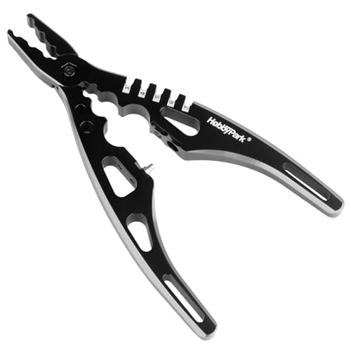 HobbyPark Multi-Function RC Shock Pliers Tool RC Shock Shaft & Tie Rod Clamp, Ball Link Remover for 1/8 1/10 RC Car Truck Crawler Buggy Drift (Black & Silver) - color: Black & Silver