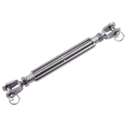 3/8 Inch M10 Jaw & Jaw Turnbuckle for Cable Rope Tension, 304 Stainless Steel, 1200 lbs Load (1PCS)