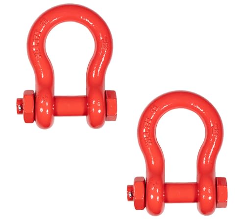 Mytee Products 2 Pack 1-1/2" Anchor Shackle Forged Carbon Steel w/Safety Screw Pin Load Limit 34,000 lbs, Double Rust Protection Heavy Duty D Ring Bolt Type Shackle for Towing, Rigging - color: 2 - Pack, size: 1-1/2" (17 Ton WLL), style: Bolt Type Threade
