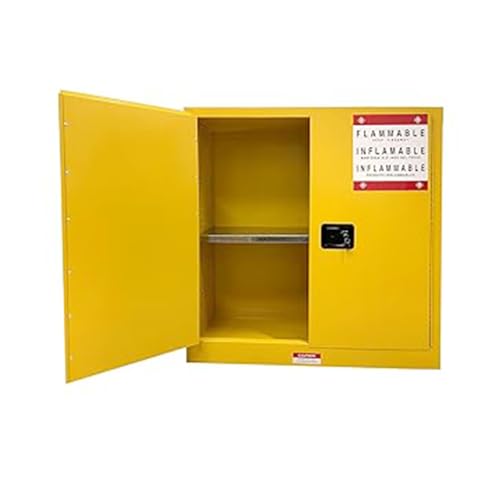 Flammable Liquid Hazardous Storage Cabinet 43"x18"x43" Fire Proof Safe | 30 Gal Lockers, Dual Vents, 2 Manual Closing Doors, Adjustable Shelf, OSHA Compliant, For Gasoline Liquid Fuel Chemical - size: 43"*18"*44"