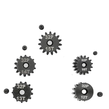 32P Steel Pinion Gear Set 1/8 inch Hole 12T 13T 14T 15T 16T for Traxxas Slash Hoss RustlerJato Bandit Nitro Stampede 2WD 4X4 VXL Motor Pinion Upgrades Parts