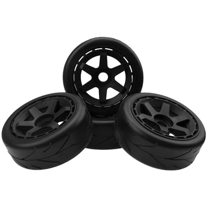 ShareGoo RC 1/8 Buggy Tires OD 4.09" Street Tires w/Plastic Wheel Rims 17mm Hex Compatible with Arrma 1/8 Typhon Talion Redcat Losi HPI HSP Kyosho 1/8 RC On Road Racing Car (6-Spoke) - color: 6-spoke