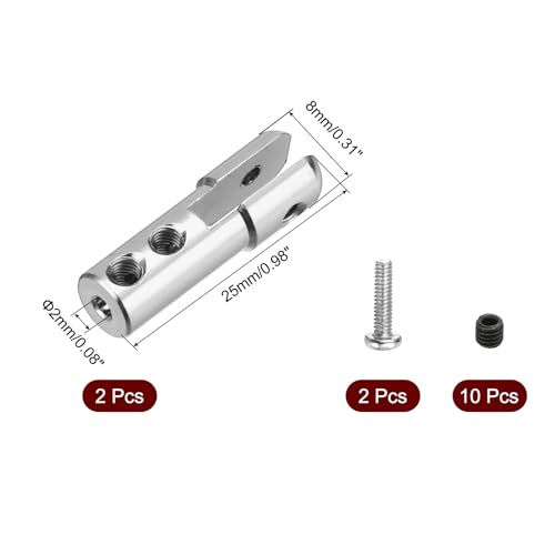 MECCANIXITY 2Pcs Metal Clevis M2 Thread Aluminum Alloy Clevis Servo Horn Tie Rod Chuck Connector with Screws for RC Airplane Car Helicopter Model Replacements,Silver - color: Silver