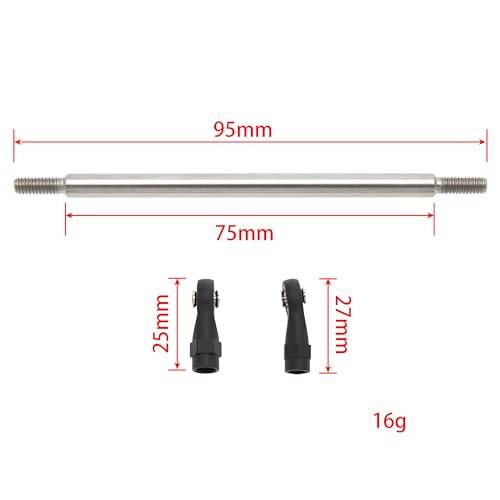 MEUS RACING 1/10 Links Steel Chassis Links Kit for Traxxas TRX4 Axial SCX10 Tamiya CCO1 Redcat Gen8 1/10 RC Crawler (95mm) - size: 95mm