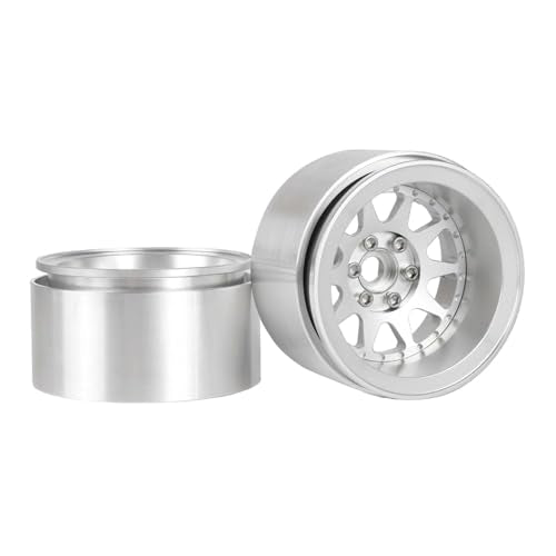 Aluminum 2.2" Beadlock Wheel Offset -10mm Metal Rims for SCX10 RR10 TRX4 VS4-10 Gen8 1/10 RC Crawler Car Upgrade Parts (10-Spoke, Silver) - color: 10-spoke, Silver