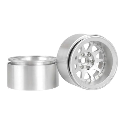 Aluminum 2.2" Beadlock Wheel Offset -10mm Metal Rims for SCX10 RR10 TRX4 VS4-10 Gen8 1/10 RC Crawler Car Upgrade Parts (10-Spoke, Silver) - color: 10-spoke, Silver