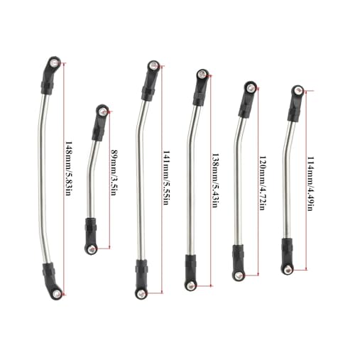 RC car Components Compatible with Axial for SCX10 for SCX10 II 90046 1/10 RC Crawler Car Upgrade Parts Metal Link Set Steering Rod End Kit(313mm) - size: 313mm