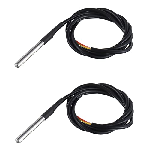 BOJACK DS18B20 1M Temperature Sensor Probe Stainless Steel(Pack of 2） | 1M Temperature Sensor Package Waterproof - size: 2 Pcs