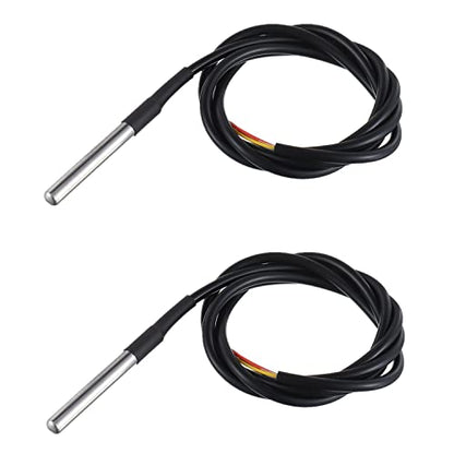 BOJACK DS18B20 1M Temperature Sensor Probe Stainless Steel(Pack of 2） | 1M Temperature Sensor Package Waterproof - size: 2 Pcs