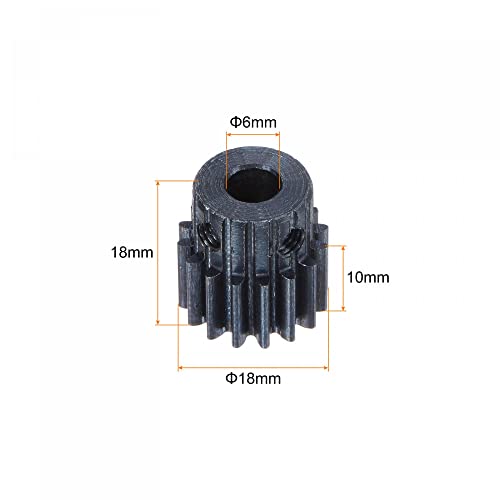 uxcell 1Mod 16T Pinion Gear 6mm Bore Hardened Steel Motor Rack Spur Gear with Step for RC Car Truck Buggy Gear Drive, 2 Set