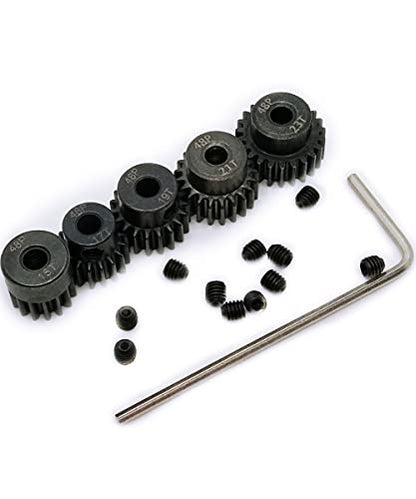 48P Pinion Gear 15T 17T 19T 21T 23T with Screwdriver for 1/10 RC Motor | Hardened Metal,High Strength,Wear Resistant 48P Pinion Gear Set for Traxxas Arrma HSP HPI AXIAL Tamiya Losi - size: 15T/17T/19T/21T/23T